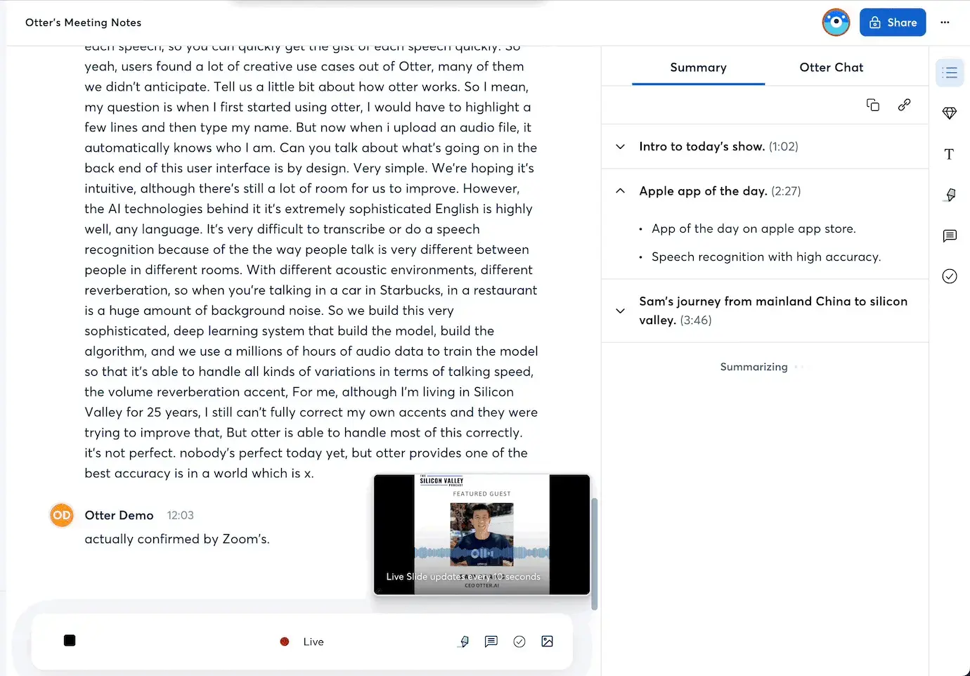 Otter meeting summary